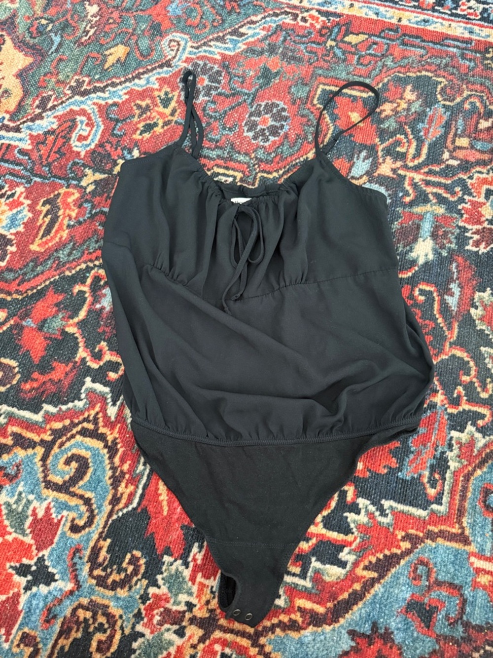 Abercrombie & Fitch Black Sleevelessu Tie-Front Bodysuit
